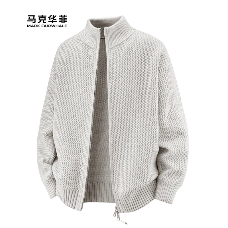 立领拉链针织开衫毛衣休闲美式潮