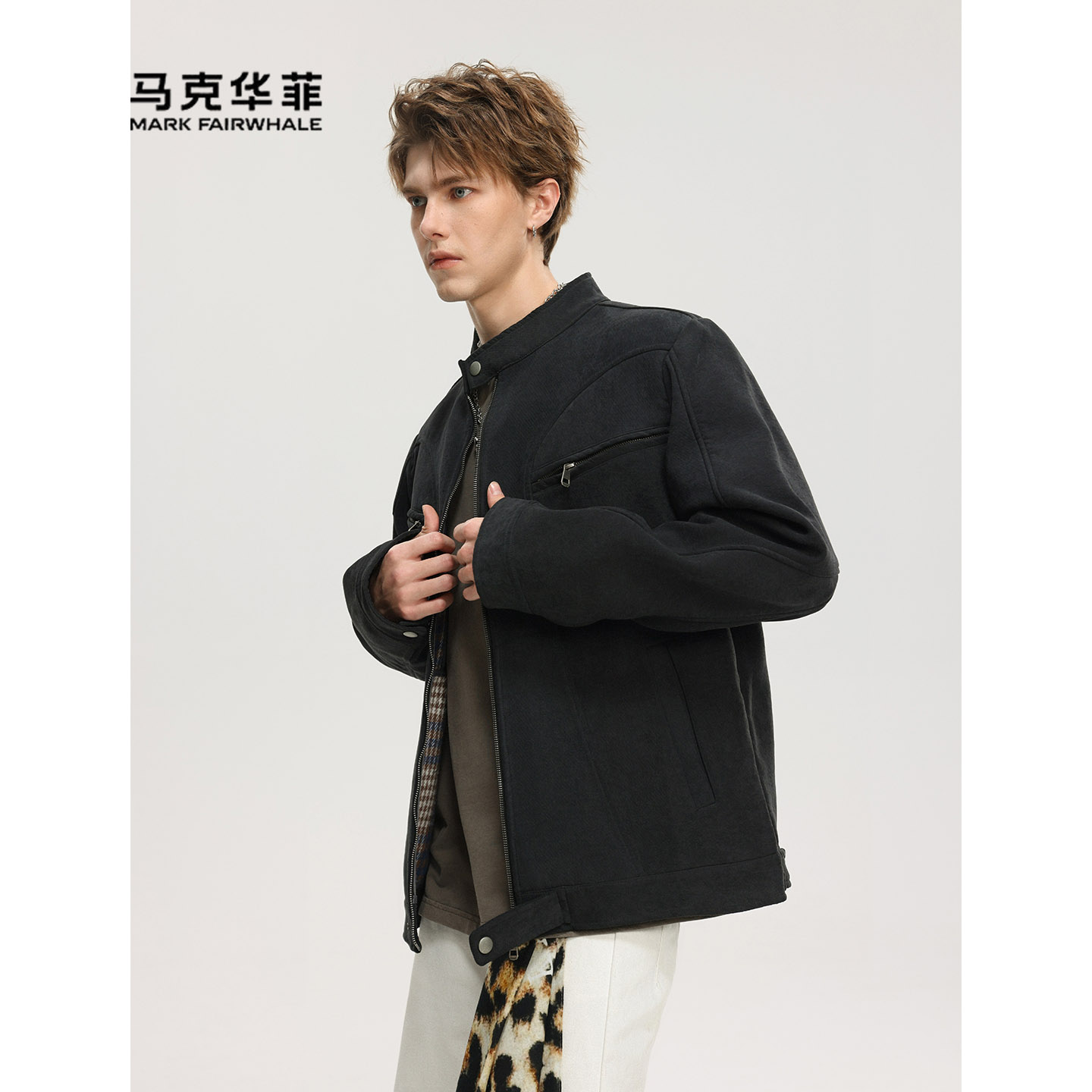 美式复古立领夹克男宽松休闲外套