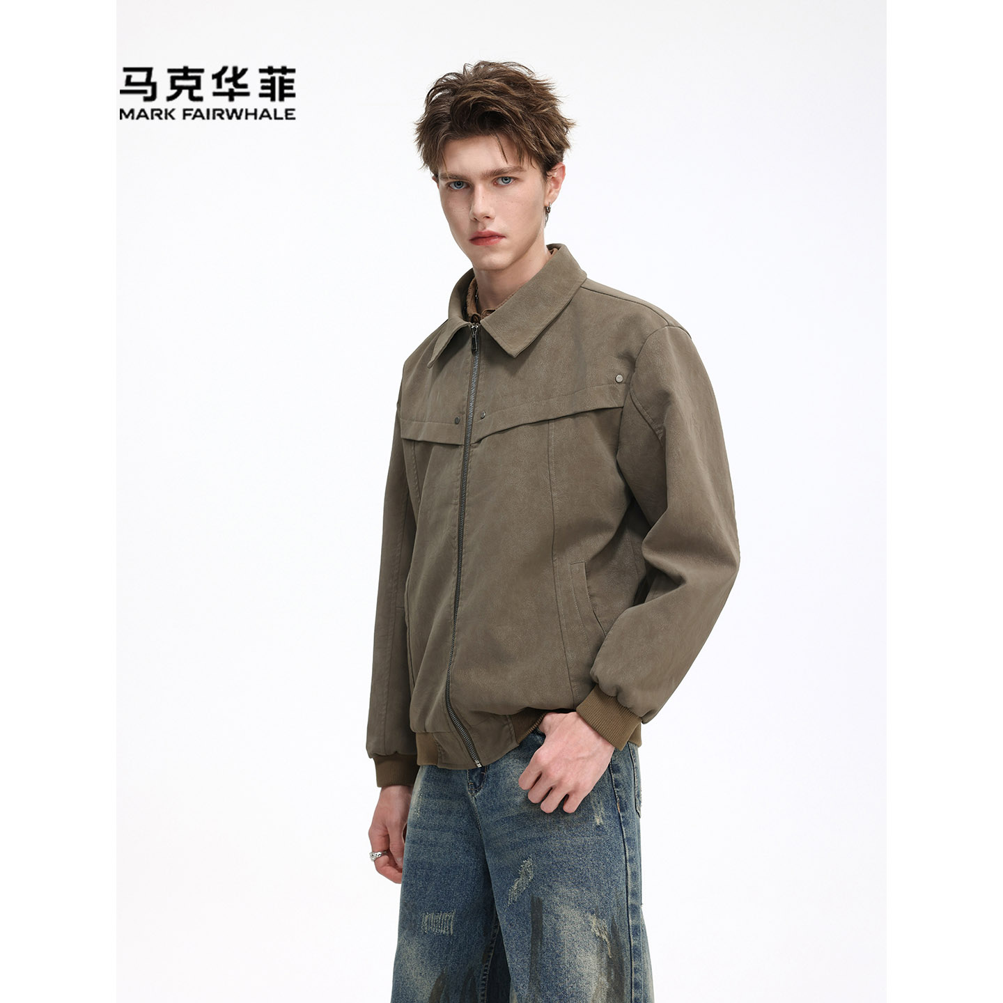 翻领夹克男款休闲通勤风宽松外套