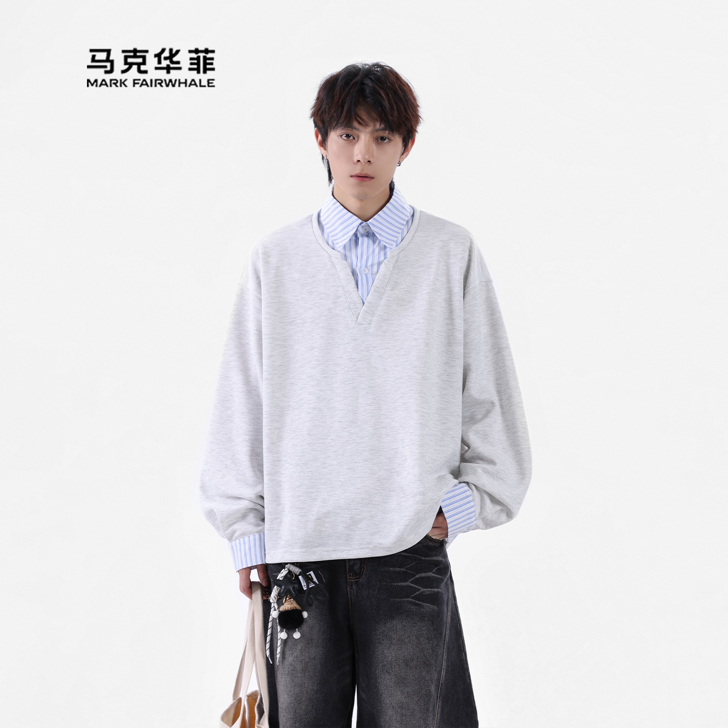 秋冬新款卫衣男宽松翻领长袖上衣