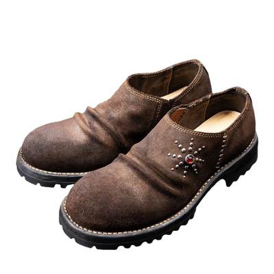 992低帮反绒牛皮豆豆鞋.日系复古阿美咔叽大头英伦风真皮豆豆鞋