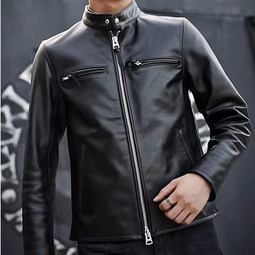 马皮J100.男士经典咔叽马皮立领直拉修身春秋时尚休闲短款夹克