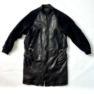 风格 个性 羊皮通体全真皮休闲黑色棒球风衣 风衣.男女同款 羊皮长款