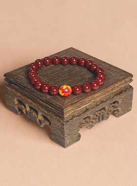 天然朱砂原矿紫金砂福禄双全手链