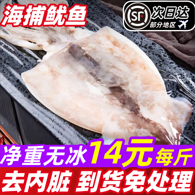 鱿鱼免处理鱿鱼片去内脏尤鱼鲜活冷冻整条铁板烧烤商用海鲜水产