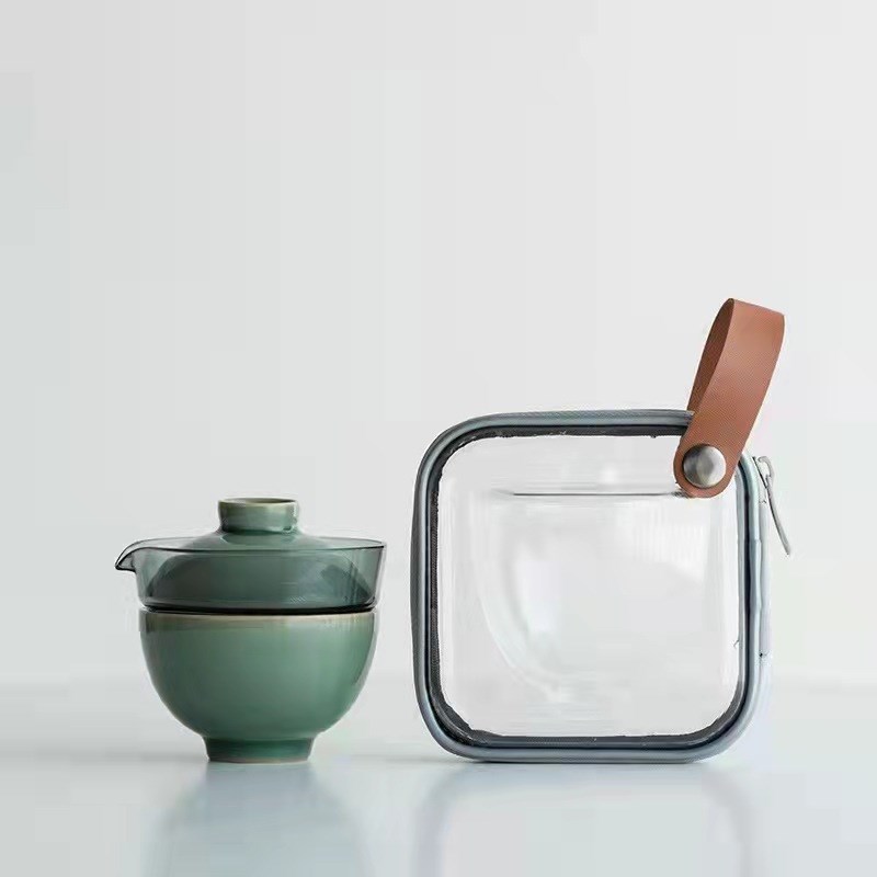 如虎添翼玻璃旅行茶具套装单人户外便携式陶瓷老虎快客杯一壶一杯