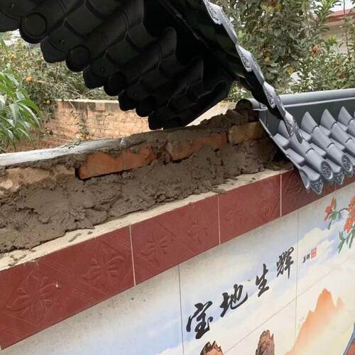 仿古一体双面围墙瓦帽院墙压顶瓦墙头墙帽徽派马头墙树脂塑料装饰