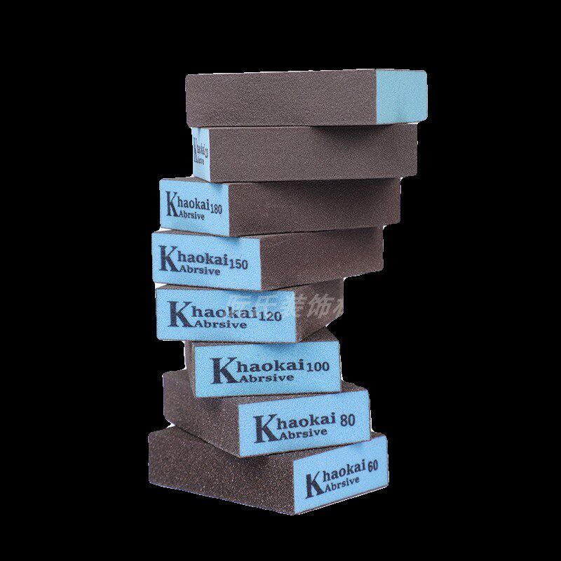 进口海绵砂块木门线条家具油漆抛光打磨弹性海绵砂纸海绵砂块蓝色