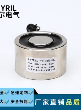 YR-P65/30吸盘式电磁铁 吸力80KG直流电磁铁 DC12V24V电磁吸盘