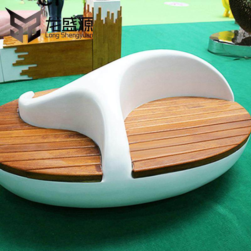 玻璃钢休座椅户广场休息坐闲美凳商场机场陈仿木纹外装饰椅制作