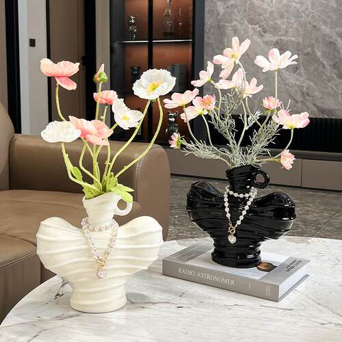 高级感艺术陶瓷花瓶家居摆件客厅轻奢插花花器装饰餐桌桌面工艺品