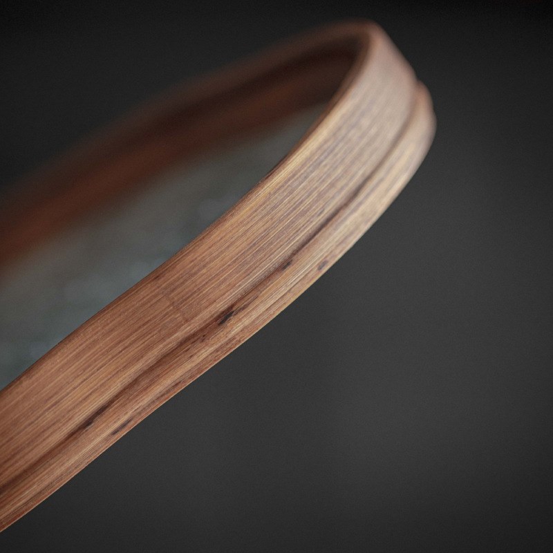 优茶道日式海棠花玻璃茶托盘复古竹制茶盘简约家用茶室水果点心盘