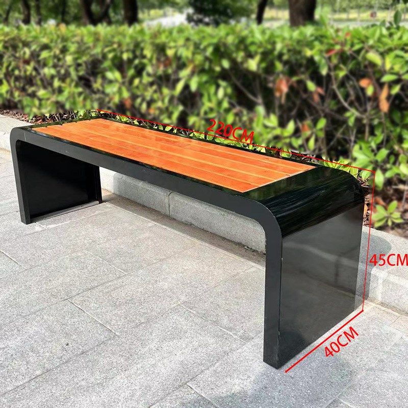 公园椅户外长椅铁艺防腐塑木凳子商场公共座椅室外休息条凳