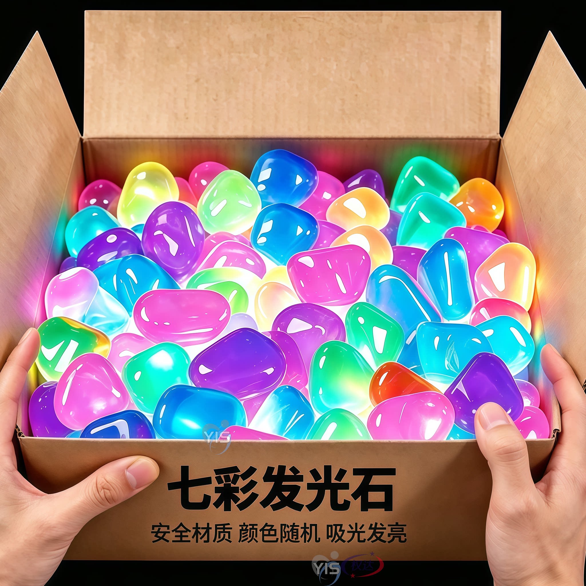 夜光石鱼缸造景发光石头鱼缸装饰饰品水族箱彩色石头布景鹅卵石
