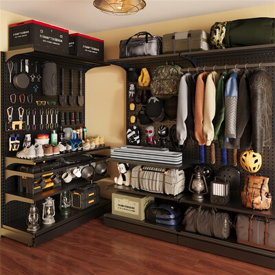 洞洞板置物架户外装备收纳墙落地金属露营骑行徒步登山收纳储物架