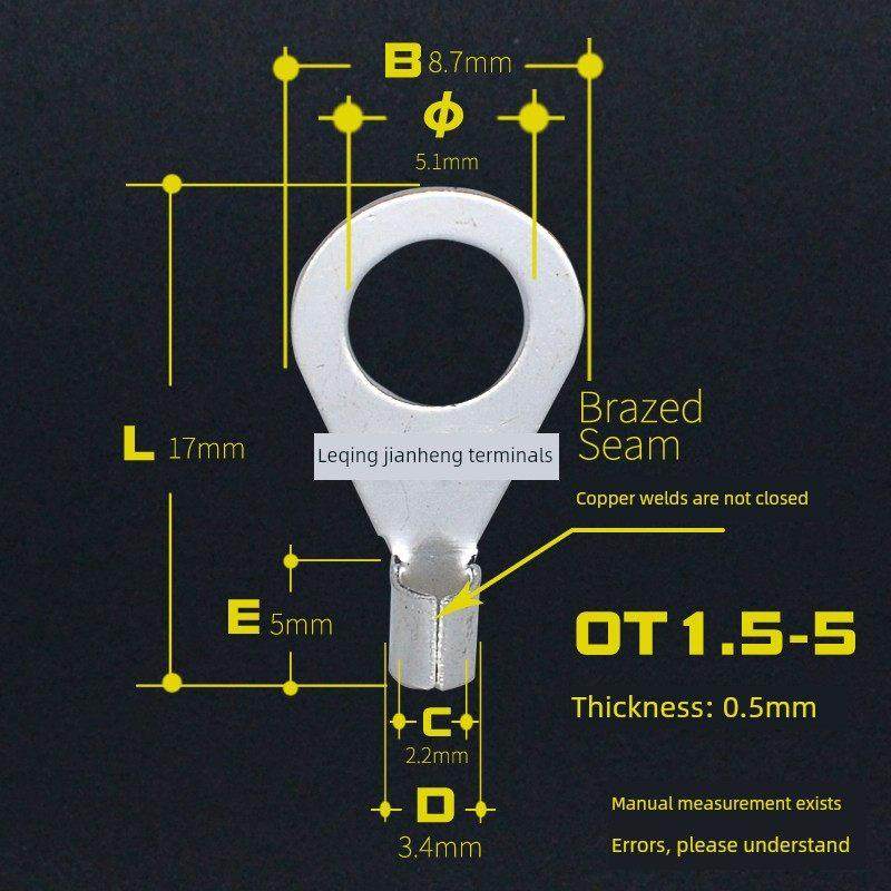 Ot1.5-5冷压端子座o型圆裸端子线鼻端子耳线连接器,电子/电工,接线端子,淘宝优惠券,粉丝福利购,淘宝优惠卷