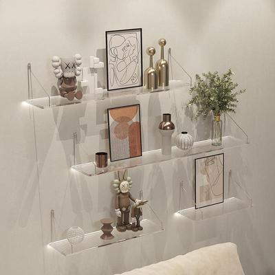 墙上置物架亚克力展示架墙壁墙面免打孔挂墙床头一字隔板书架壁挂