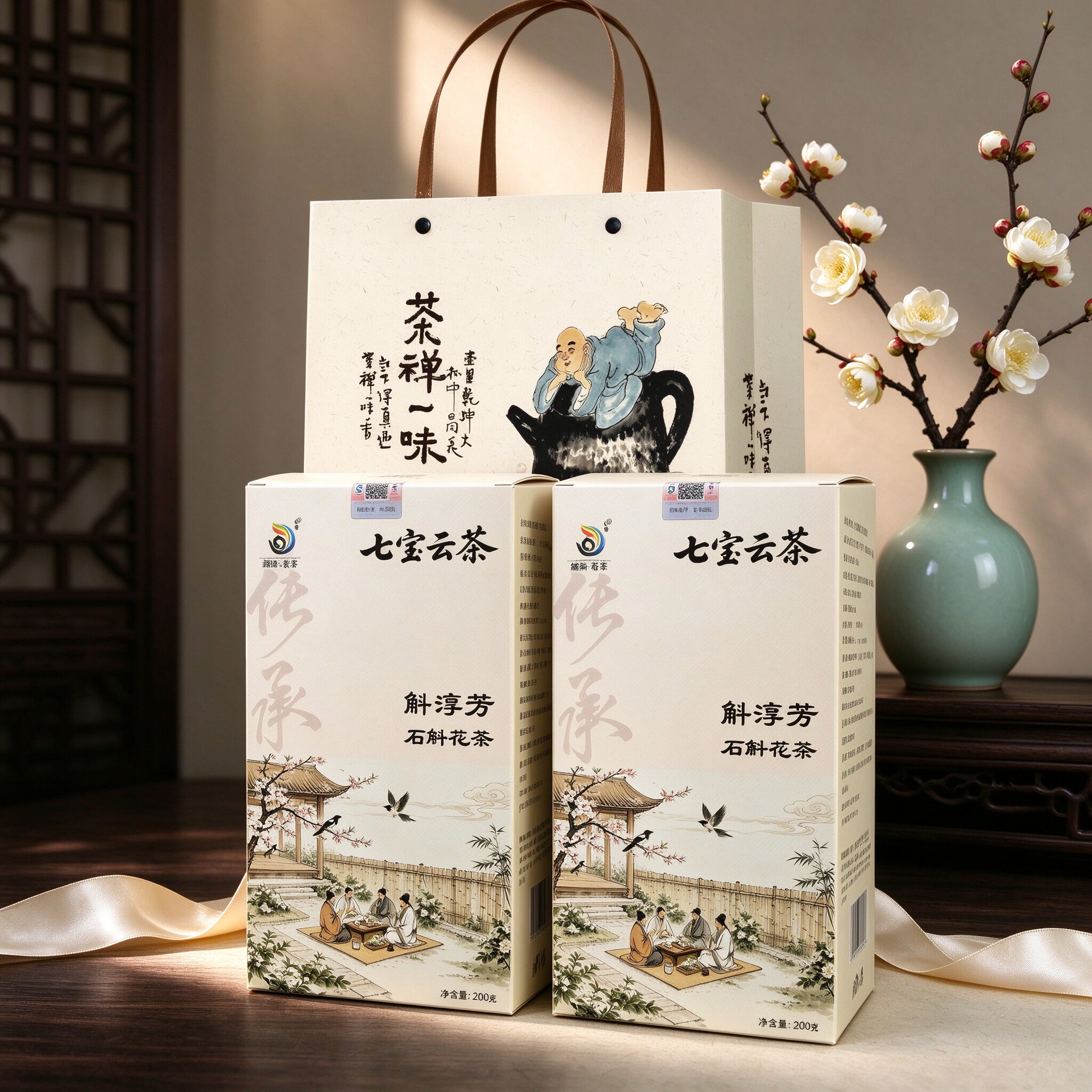 七宝云茶斜淳芳石斛花茶礼品盒装200g企业定制茶组合茶包铁皮石斛