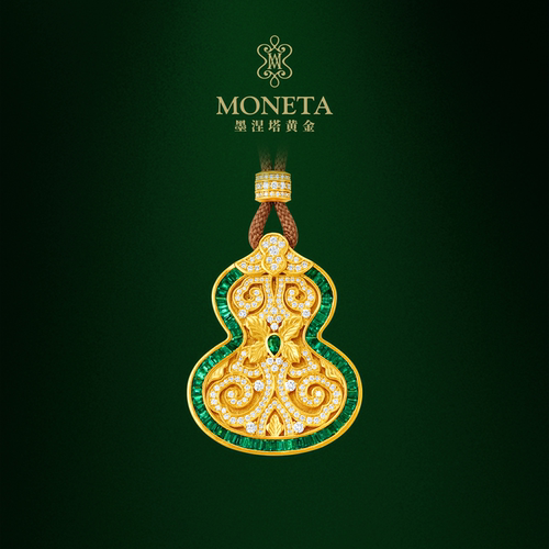 MONETA葫芦足金祖母绿挂坠黄金