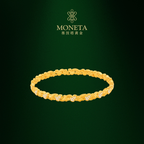 MONETA（黄金）墨涅塔葫芦叶足金钻石手镯黄金镯子