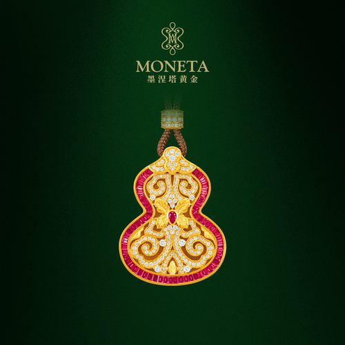 MONETA葫芦足金红宝石挂坠
