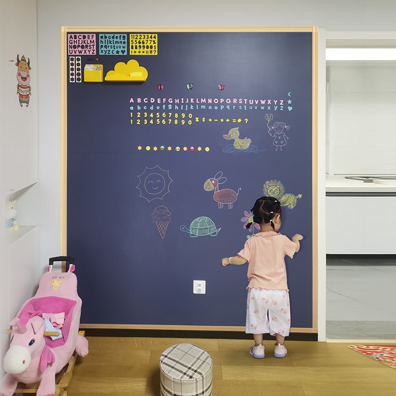 层磁性黑板墙教学磁力小孩涂鸦绿板自粘尘黑板儿童房创意墙环保画