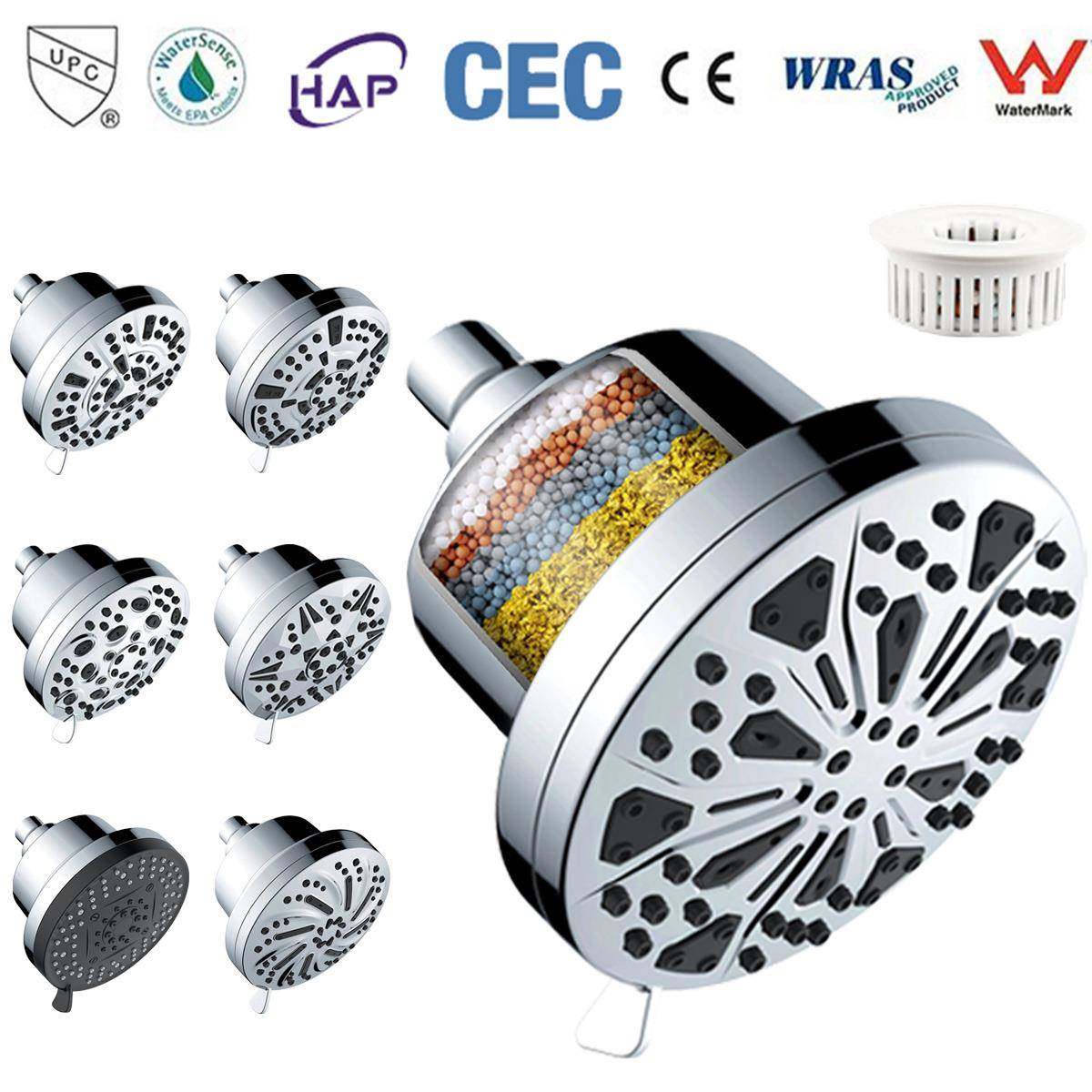 美式淋浴喷头外贸8功能圆形花洒顶喷可拆卸过滤更换滤芯增压出水