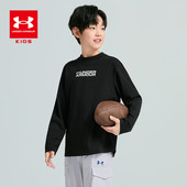 T恤26年新款 安德玛童装 男童长袖 品牌LOGO宽松舒适运动原领上衣