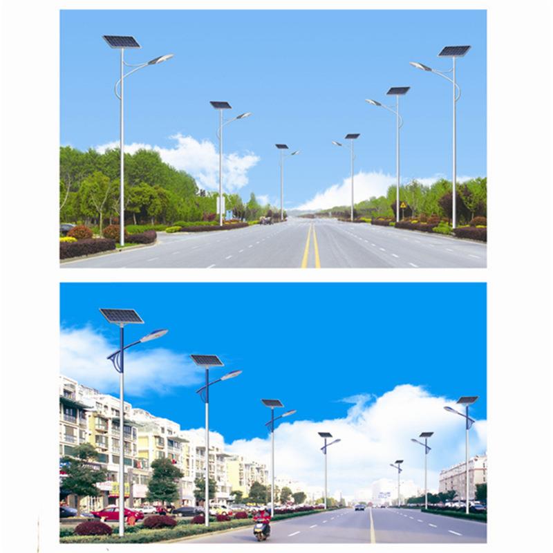 厂家直销太阳能路灯6米8米50w户外新农村工程庭院方管灯杆led