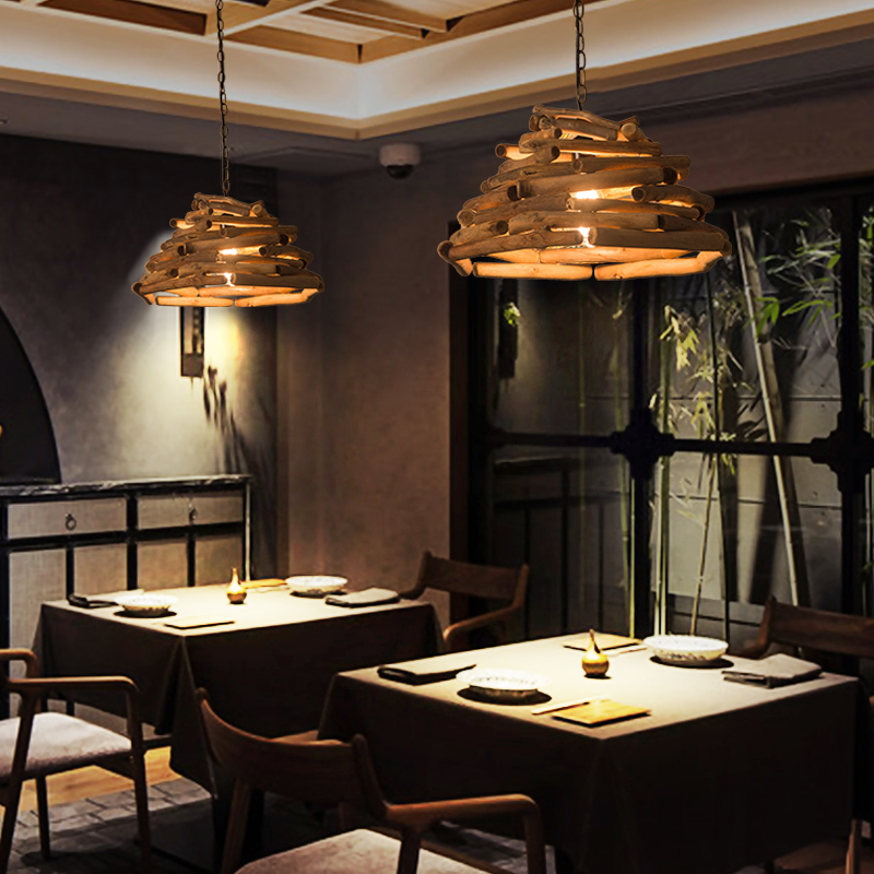 美式乡村复古实木吊灯创意怀旧酒吧吧台饭厅漫咖啡厅服装烤鱼店灯