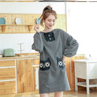 围裙女时尚 套工作服罩衣男定 防水防油薄款 透气家用厨房做饭长袖