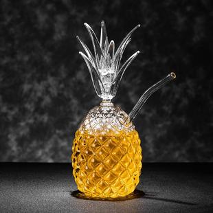 果汁杯飲料杯 創(chuàng)意網(wǎng)紅菠蘿造型酒杯高顏值玻璃菠蘿杯雞尾酒杯個(gè)性