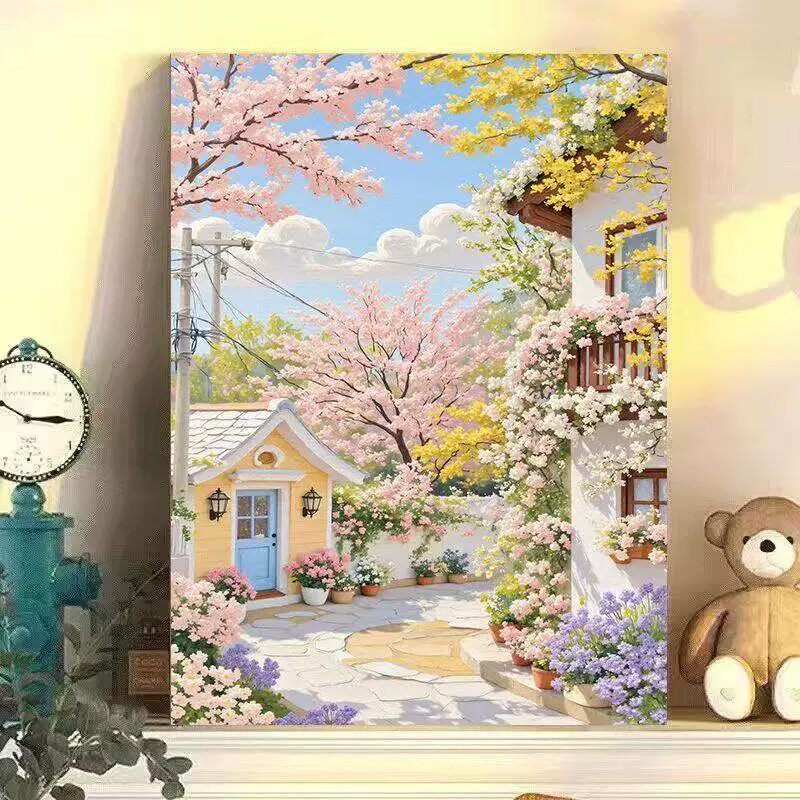 奶油风宫崎骏风景装饰画仿油画田园温馨治愈小清新卧室客厅摆挂画