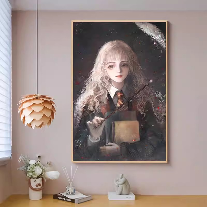 哈利波特装饰画卡通成品仿油画欧式人物唯美高级感卧室客厅摆挂画