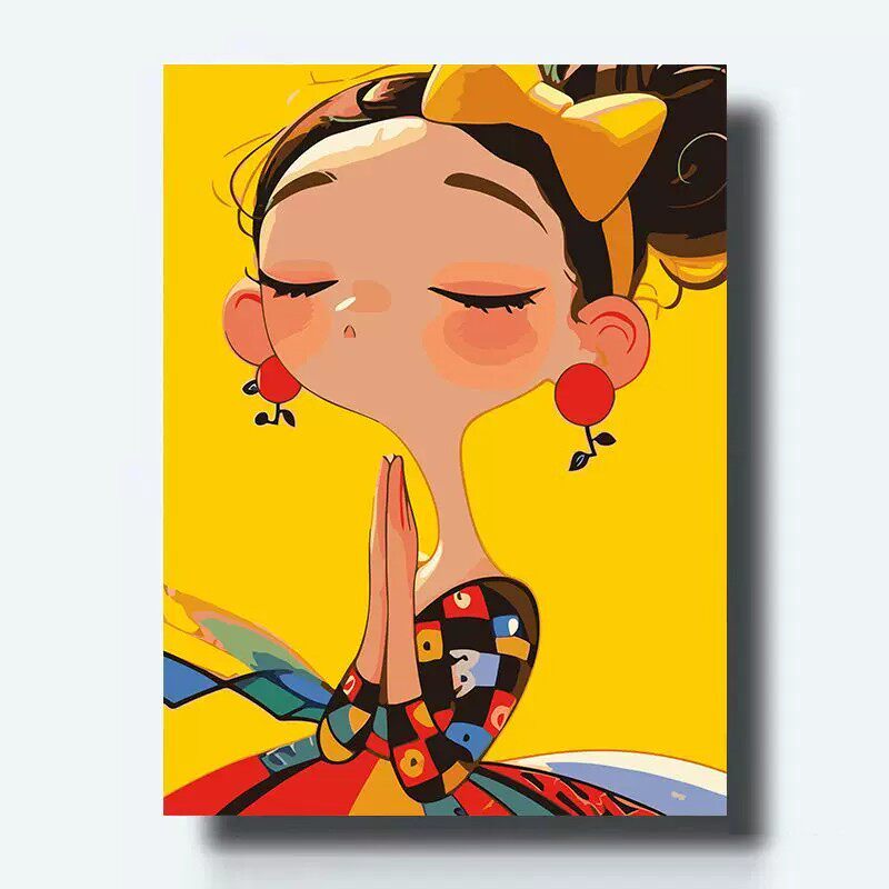 抽象卡通人物装饰画现代潮流仿油画成品小众氛围感卧室客厅摆挂画