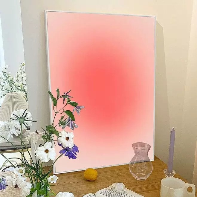 粉色渐变简约装饰画北欧小众ins梦幻唯美高级氛围感卧室客厅挂画