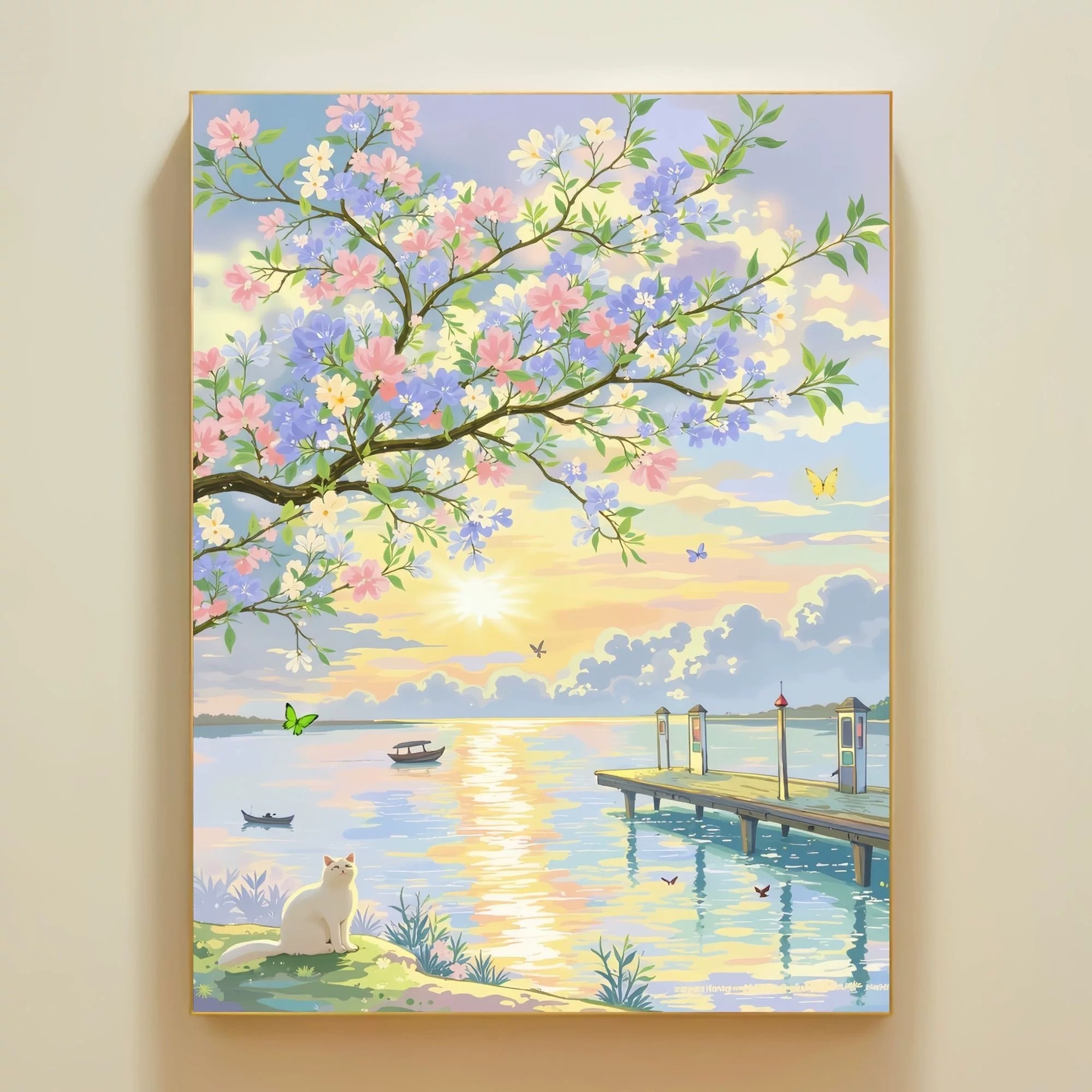 奶油风宫崎骏风景装饰画仿油画小清新唯美治愈小众卧室客厅摆挂画
