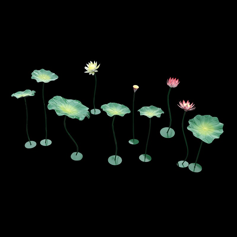 不锈钢仿真荷花雕塑金属艺术装饰品铁艺酒店水景商场水池庭院摆件