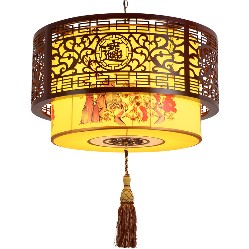 中式吊灯仿古餐厅饭店包厢高档实木古典灯茶楼走廊火锅店羊皮吊灯