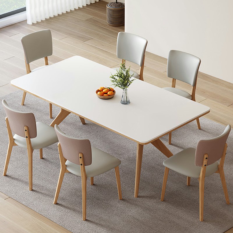 餐桌实木岩板餐桌椅现代家用长方形小户型桌子饭桌