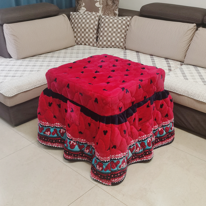 烤火炉罩烤火罩加绒加厚烤火被家用正方形烤火桌罩电暖炉罩