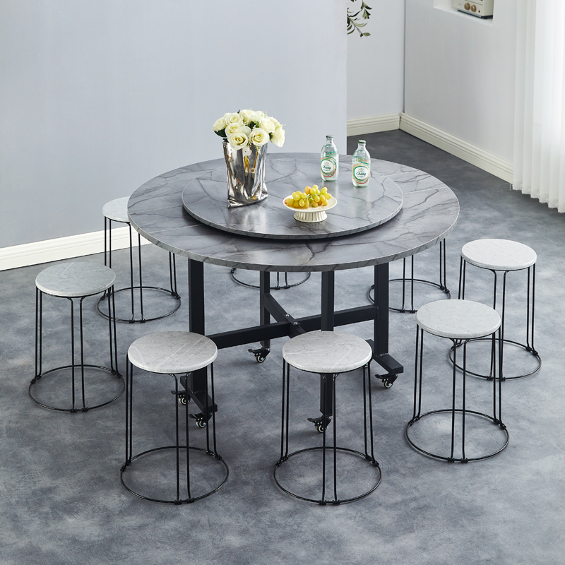 折叠桌餐桌家用圆餐桌小户型转盘大圆桌圆形折叠饭桌10人桌子