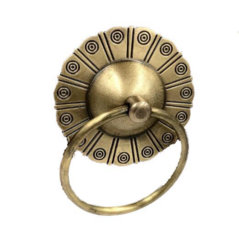 中式复古铜雕仿古玻璃大门对装门环圆环拉环铜门钹如意拉手铜把手