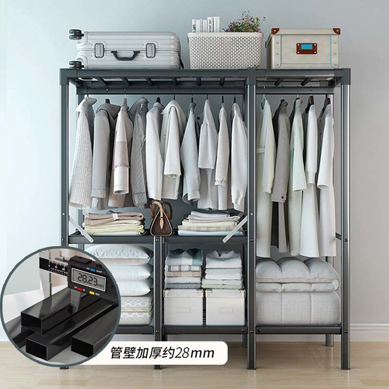 衣柜家用卧室免安装可折叠组装布衣橱全钢架结实耐用出租房用
