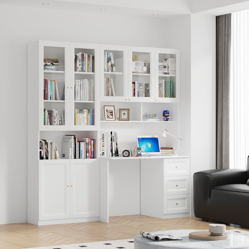 比熊实木书桌书架一体家用写字桌子儿童学习桌办公桌卧室电脑桌