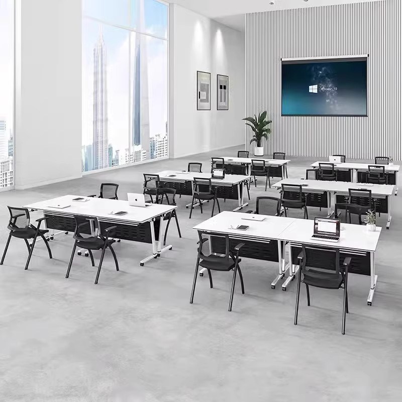 办公桌会议桌可移动长条拼接桌带滑轮多功能折叠培训课桌椅组合