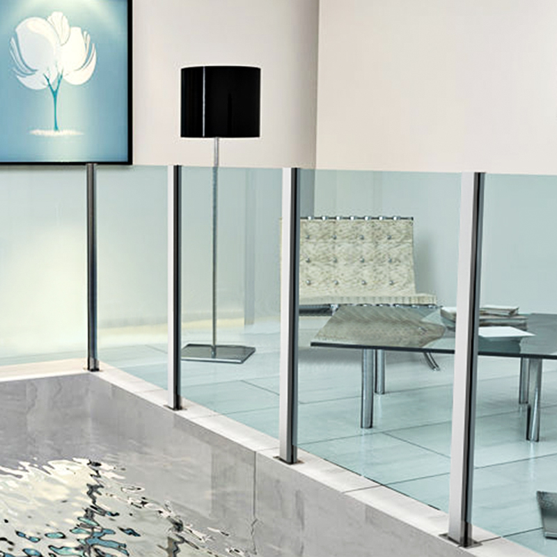 玻璃护栏现代内卡槽阳台室内家用不锈钢楼梯扶手玻璃栏杆立柱
