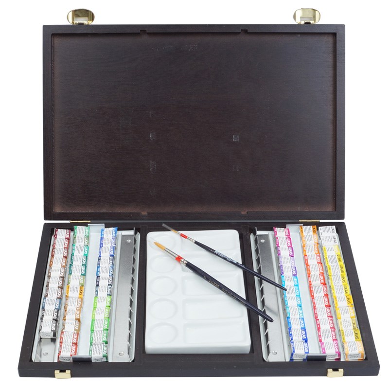 lukas卢卡斯固体水彩颜料12色 16色 24色 48色70色铁盒榉木盒套装