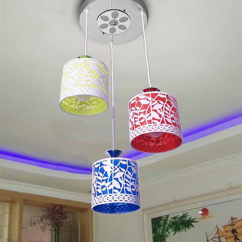 吊灯三头饭厅吧台餐吊灯具铁艺彩光现代田园风格餐桌吊灯