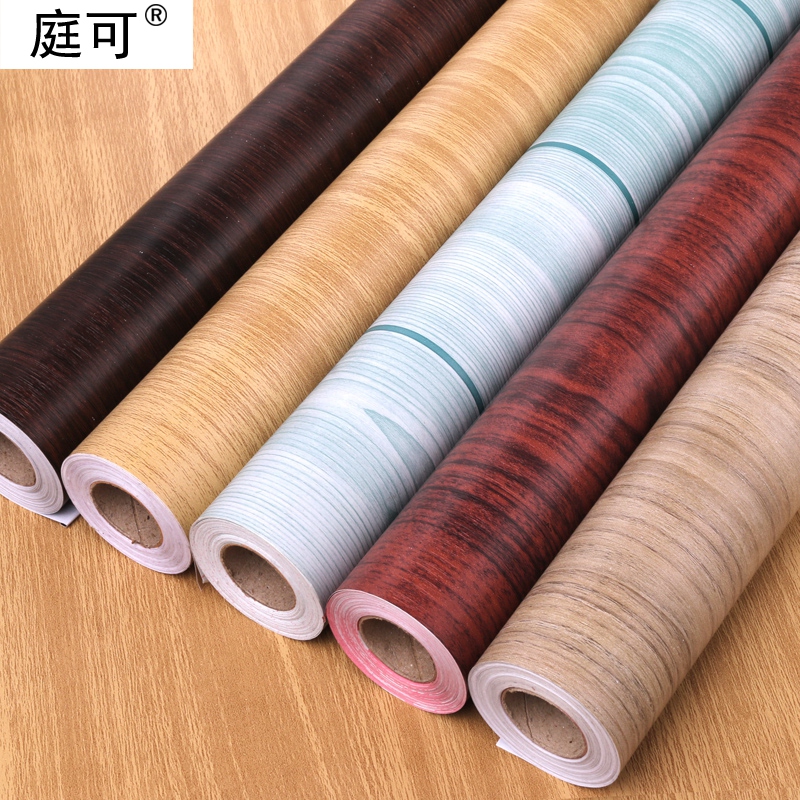 pvc饭店墙面装饰墙纸 复古木纹贴纸自粘防水仿木门床头柜衣柜翻新